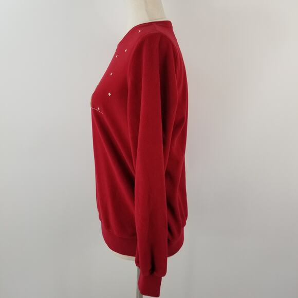 Alfred Dunner Red Christmas Teddy Bear Fleece Top Size Small Petite - Picture 2 of 4